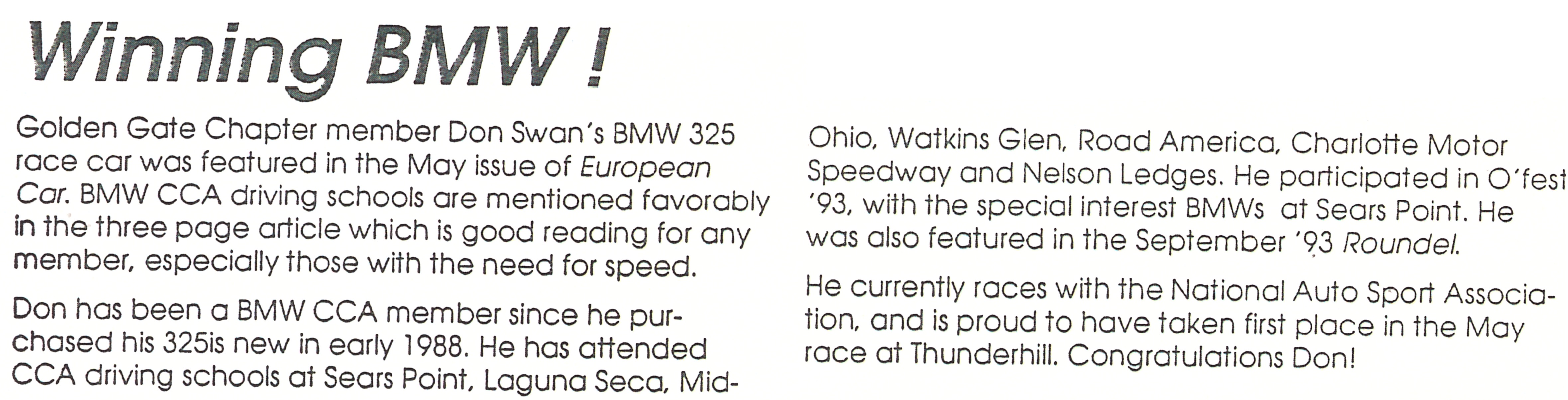 winning BMW clipping